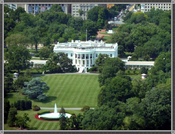Blick vom Washington Monument auf das weiße Haus