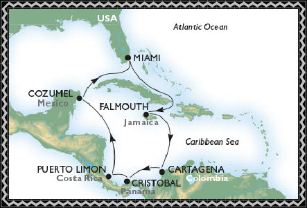 Tourmap 10 Tage Westliche Karibik-Kreuzfahrt