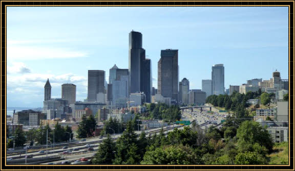 Blick auf Seattle Downtown vom Dr. Jose-Rizal-Park